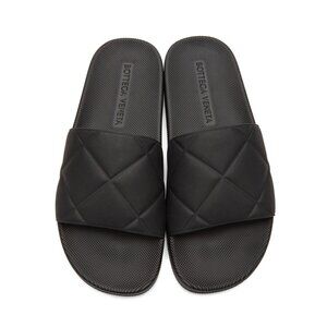 BOTTEGA VENETA Matt Rubber Slider Sandals Black Size41